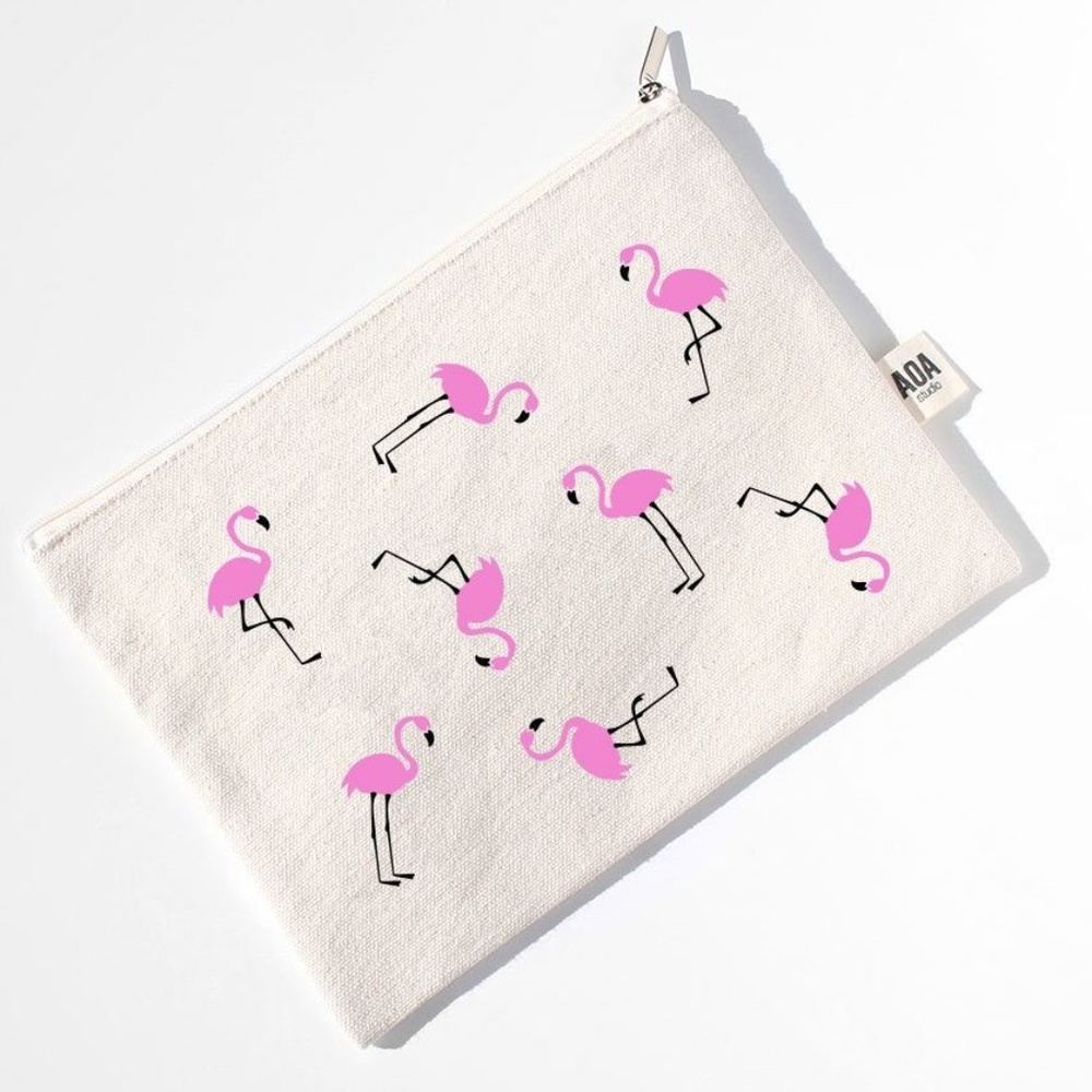 Pink Flamingo Canvas Cosmetic Bags - NWT